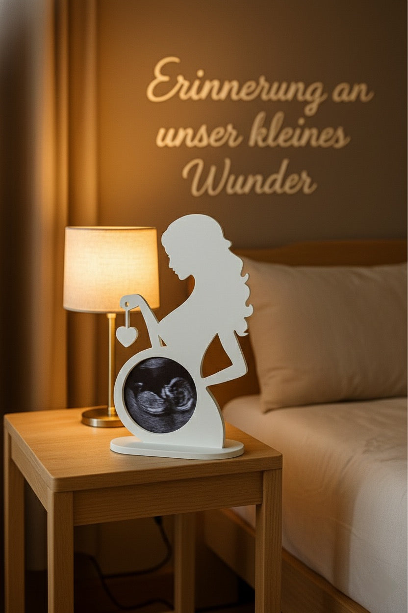 Ultraschall Bildhalter | Silhouette Frau Babybauch | Zeitlose Schwangerschafts-Deko 🤍