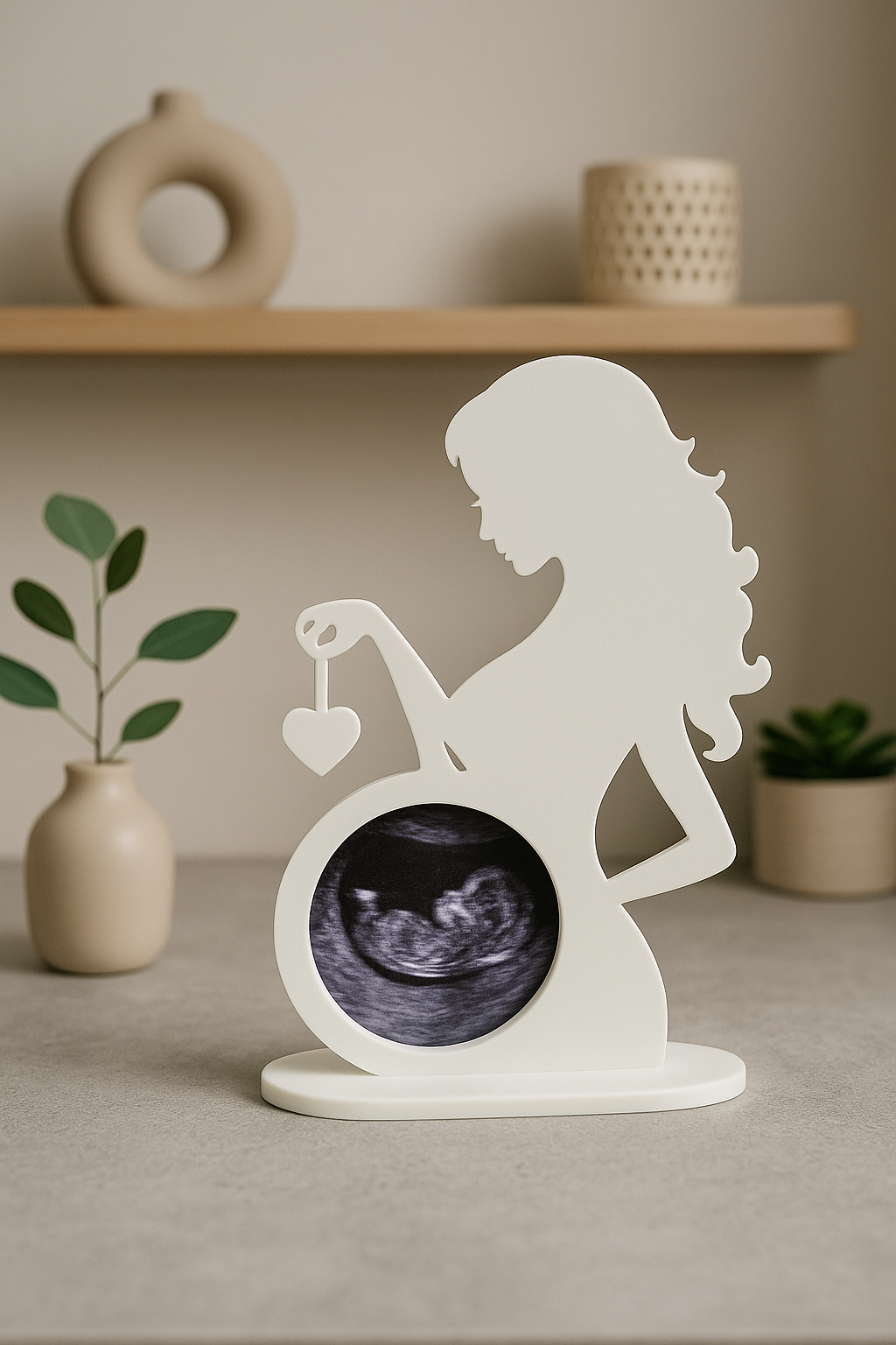 Ultraschall Bildhalter | Silhouette Frau Babybauch | Zeitlose Schwangerschafts-Deko 🤍