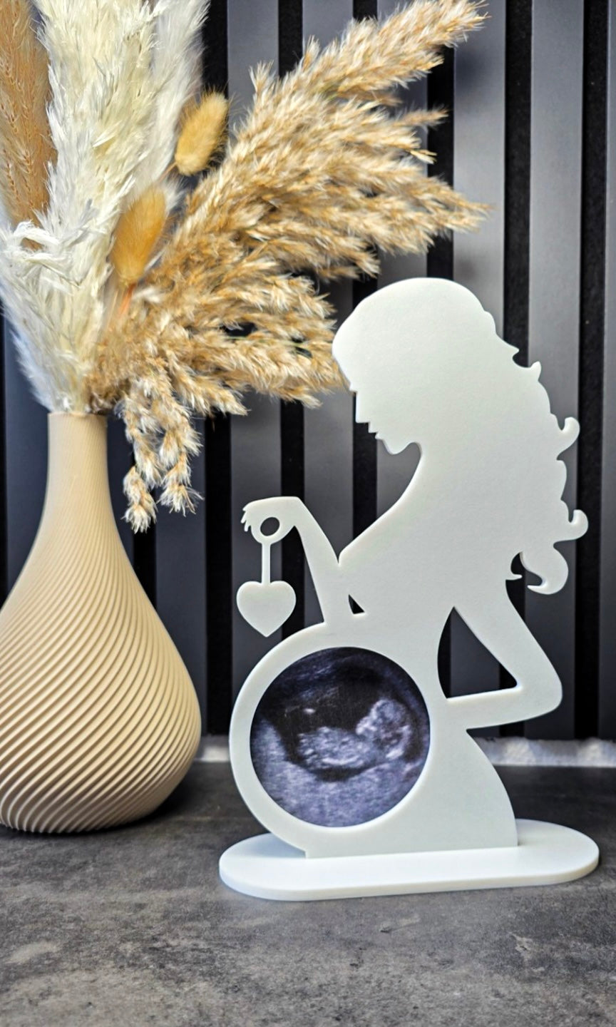 Ultraschall Bildhalter | Silhouette Frau Babybauch | Zeitlose Schwangerschafts-Deko 🤍