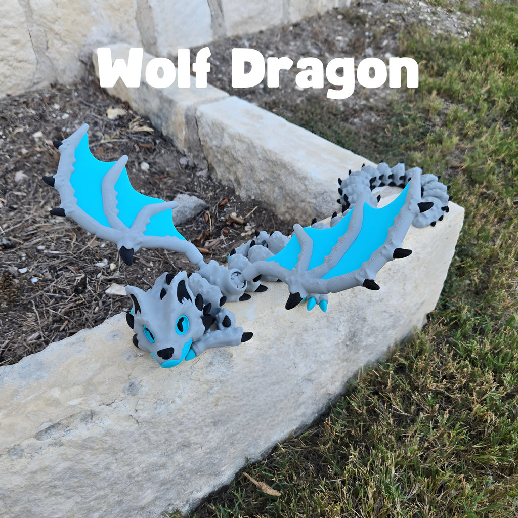 Articulated Wolf-Drache – Bewegliches Fabelwesen | Wunschgröße & Farbe