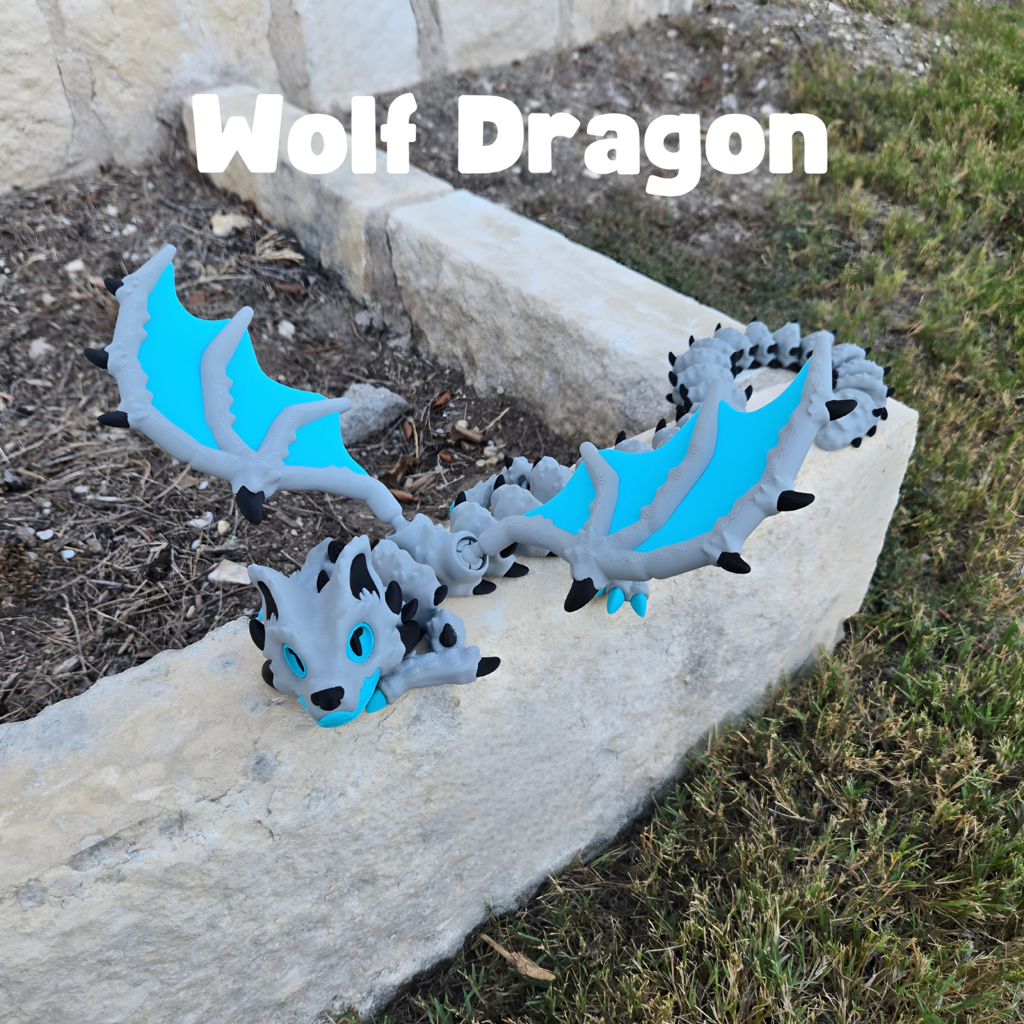 Articulated Wolf-Drache – Bewegliches Fabelwesen | Wunschgröße & Farbe