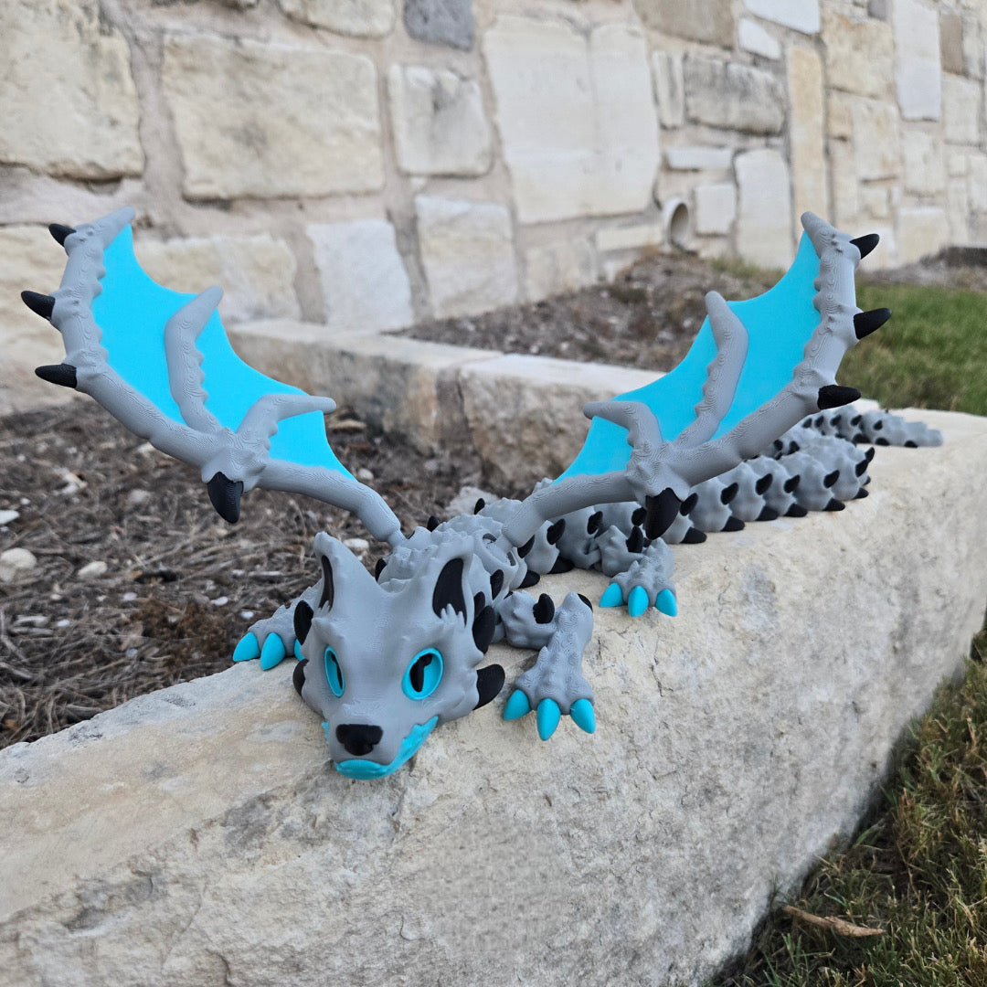 Articulated Wolf-Drache – Bewegliches Fabelwesen | Wunschgröße & Farbe